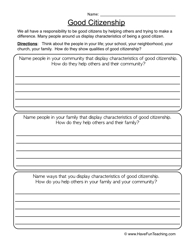 Good Citizenship Worksheets 2nd Grade