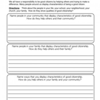 Good Citizenship Worksheets