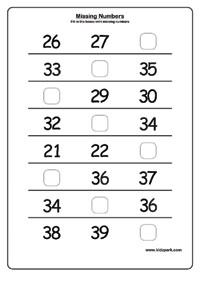 Kindergarten Missing Number Worksheet