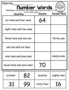 Place Value Cut and Paste Worksheets