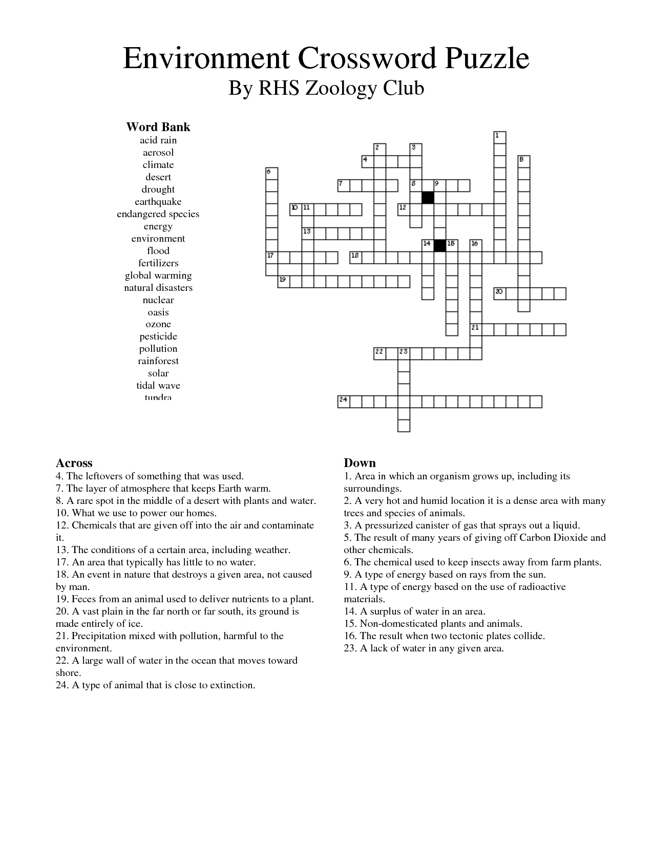 Printable Crossword Puzzles with Answers