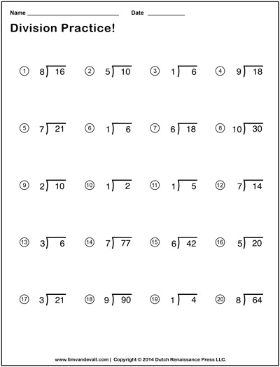 Simple Division Worksheets Printable