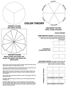 Color Theory Worksheets for Middle School