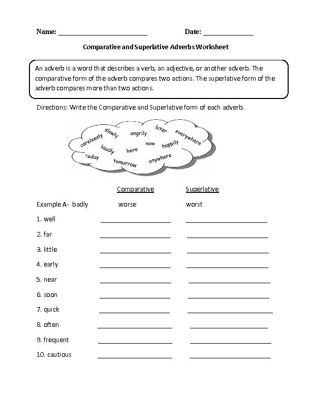 Comparative Adjectives and Adverbs Worksheets