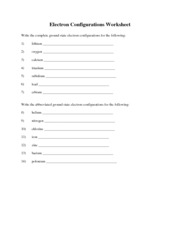 Electron Configuration Worksheet