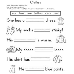 Fill in the Blank Printable Reading Worksheets