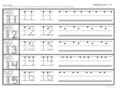 Preschool Number Worksheets 11 15