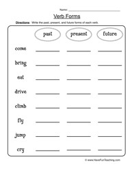 Verb Worksheets Grade 1