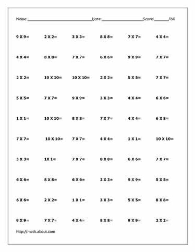 2 Times Multiplication Tables Worksheets