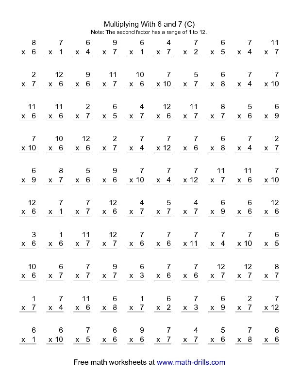 Math Drills Multiplication Worksheets