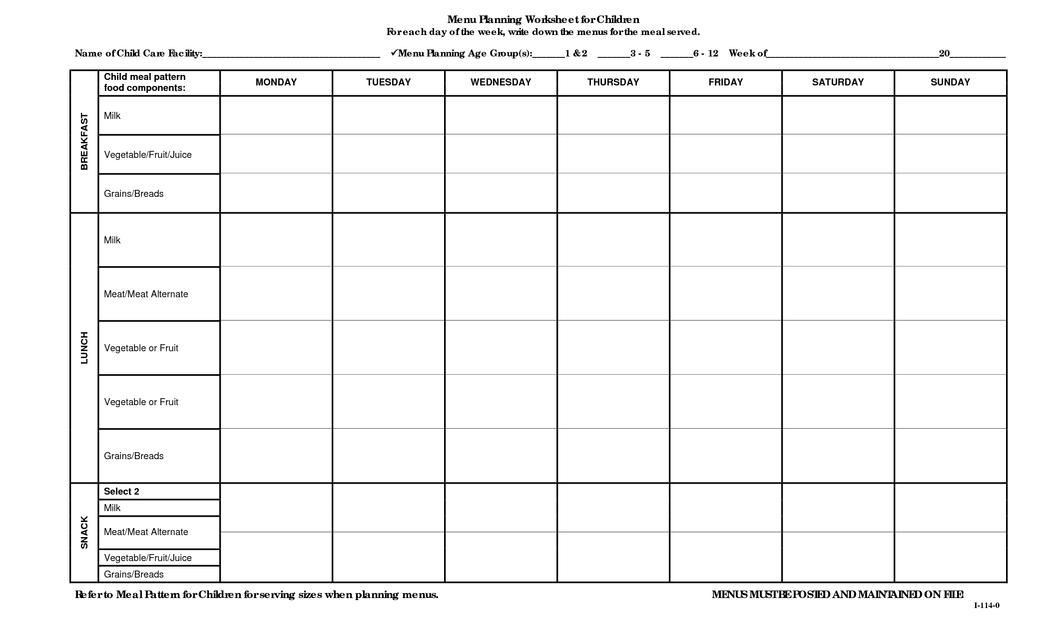 Meal-Planning Worksheet