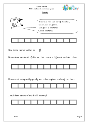 Tenth Fractions Worksheet