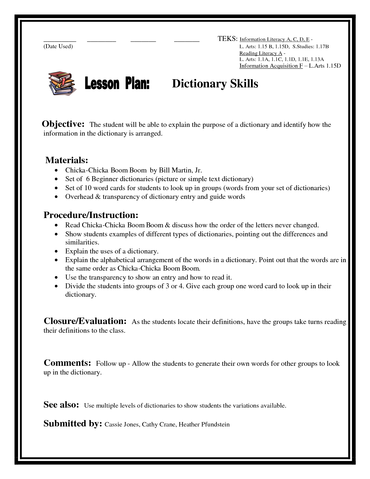 1st Grade Dictionary Skills Worksheet