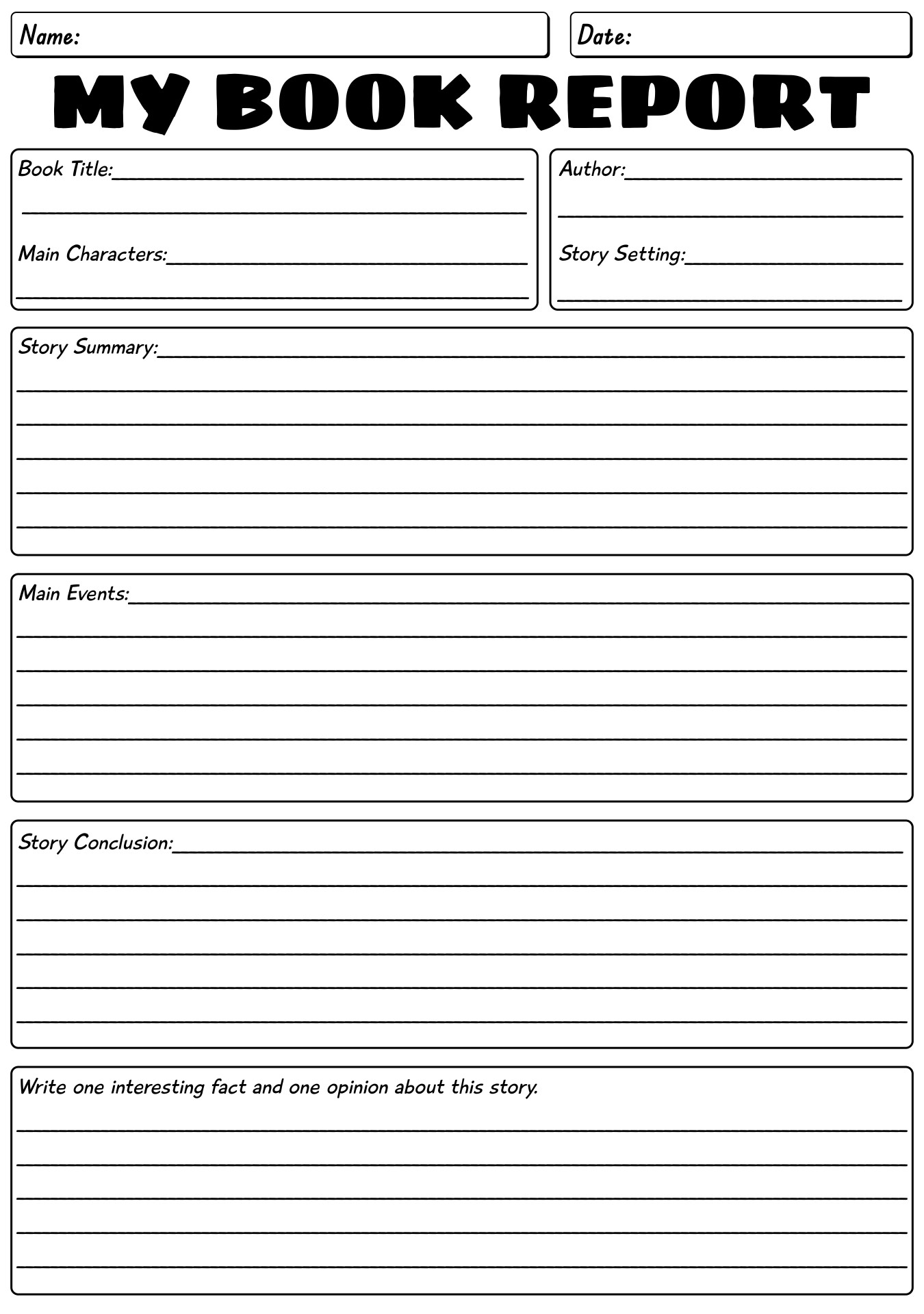 20 4th Grade Book Report Worksheets Worksheeto