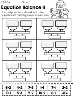 Balance Equation Worksheets 1st Grade Math