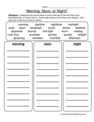 Day and Night Time Worksheet