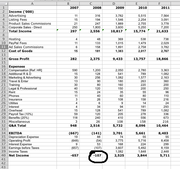 Example of a 5 Year Business Plan Spreadsheet