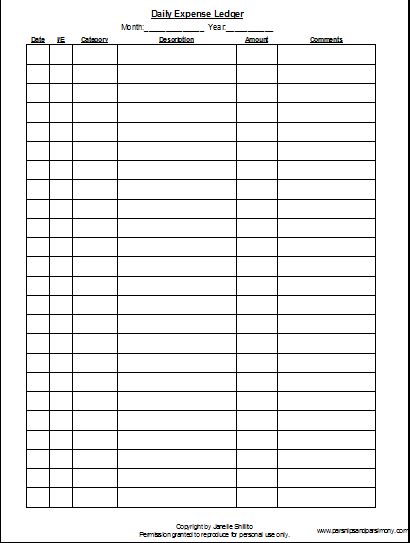 Free Printable Daily Expense Ledger