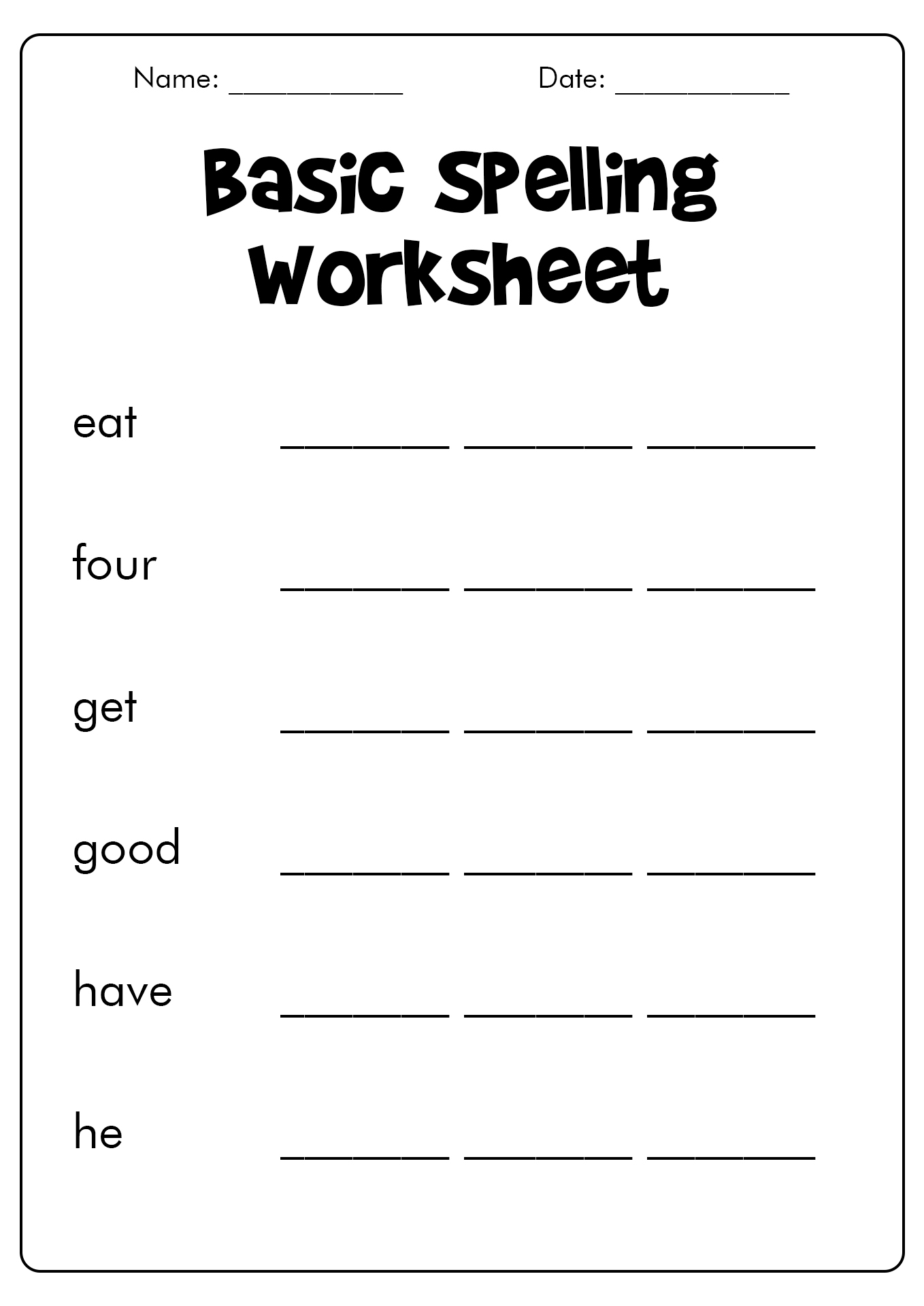 12 Free Printable Spelling Test Worksheets Worksheeto