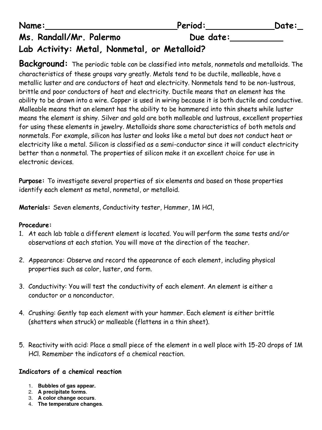 12 Metals And Nonmetals Worksheet Worksheeto