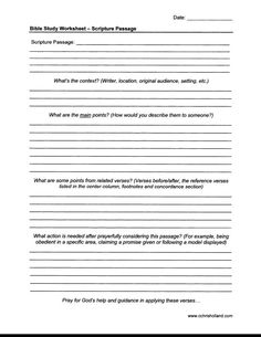 Printable Bible Study Worksheet