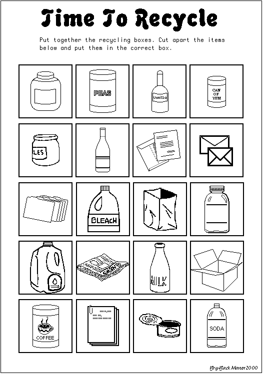 Recycling Worksheets Kindergarten