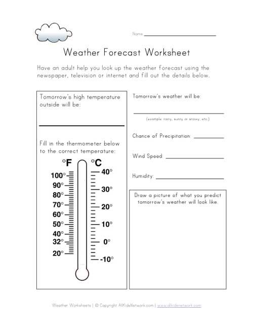 Weather Forecast Worksheet