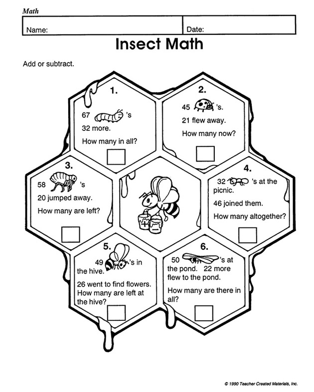 3rd Grade Insects Math Worksheets