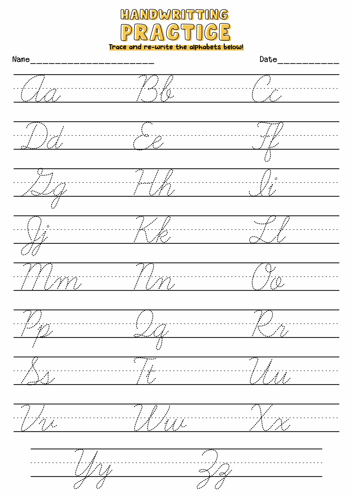 14 Practice Writing Alphabet Letter Worksheets - Free PDF at worksheeto.com