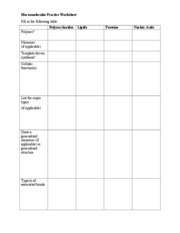 Biology Macromolecules Worksheets