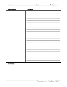 Cornell Note Taking Template