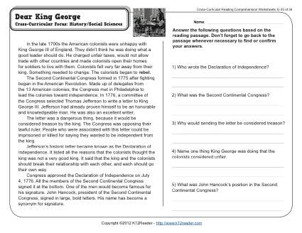 Declaration of Independence Worksheet Grade 5