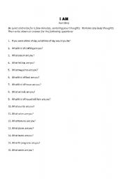 I AM Poem Worksheet