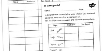 Magnetic Objects Worksheet