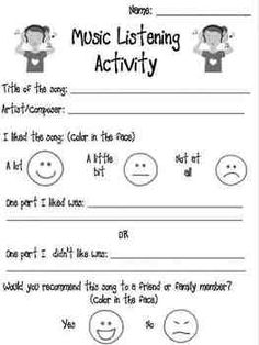 Music Listening Activity Worksheet