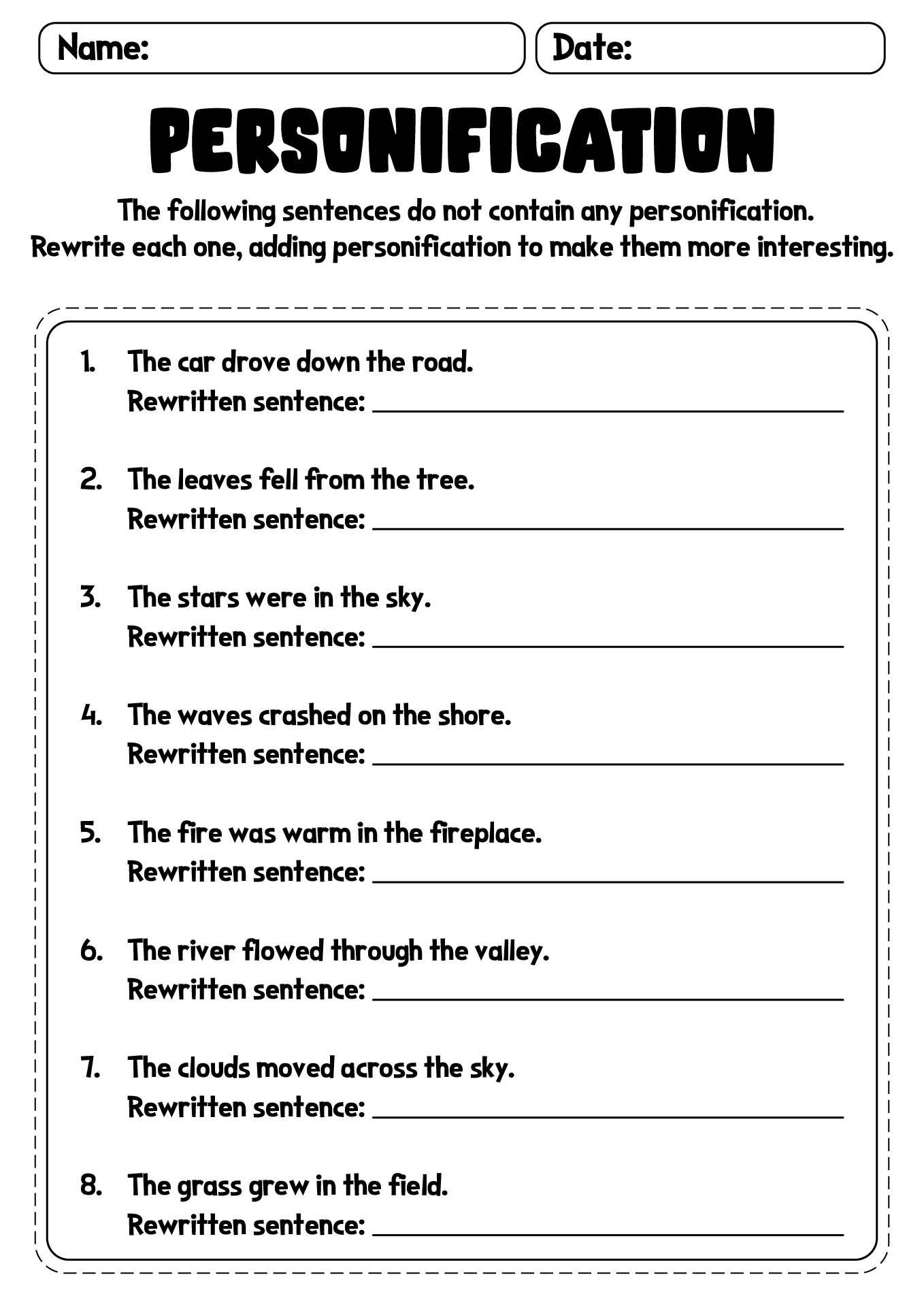 15 Personification Worksheets For Students Worksheeto