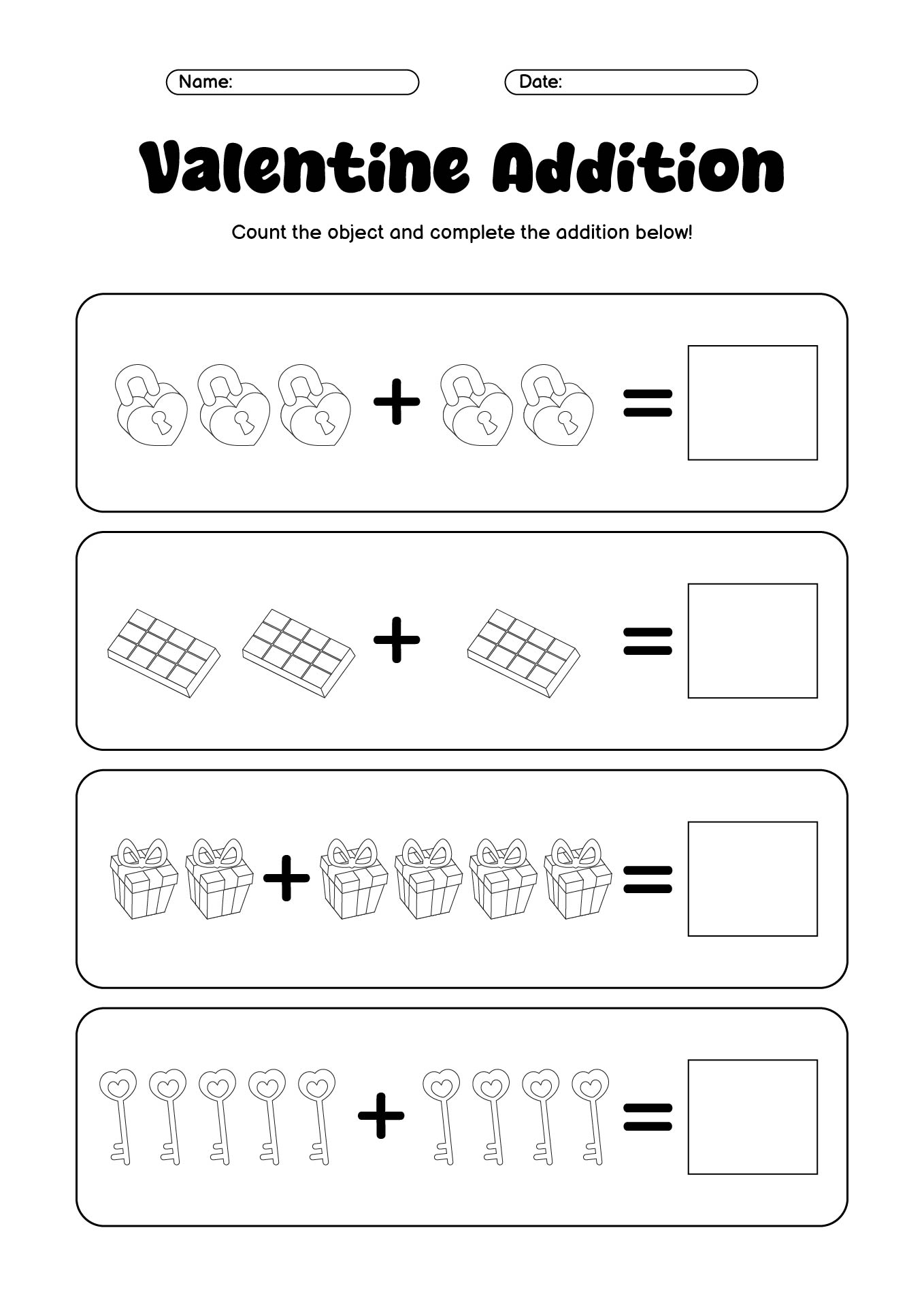 Valentines Day Math Worksheets Kindergarten