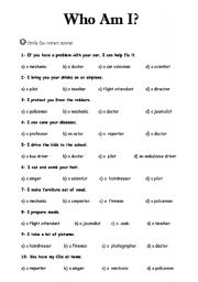 Who AM I Printable Worksheet