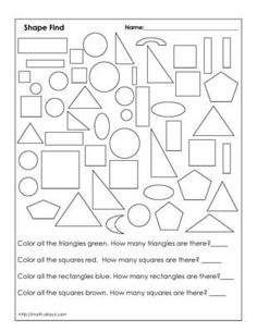 1st Grade Shapes Activity Pinterest