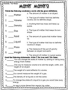 3rd Grade Science Volume Mass Liquid