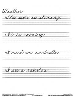 Cursive Writing Worksheets Sentences