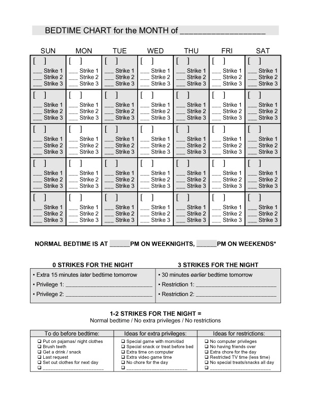 Free Printable Behavior Charts for Teens