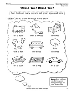 Green Eggs and Ham Rhyming Worksheet