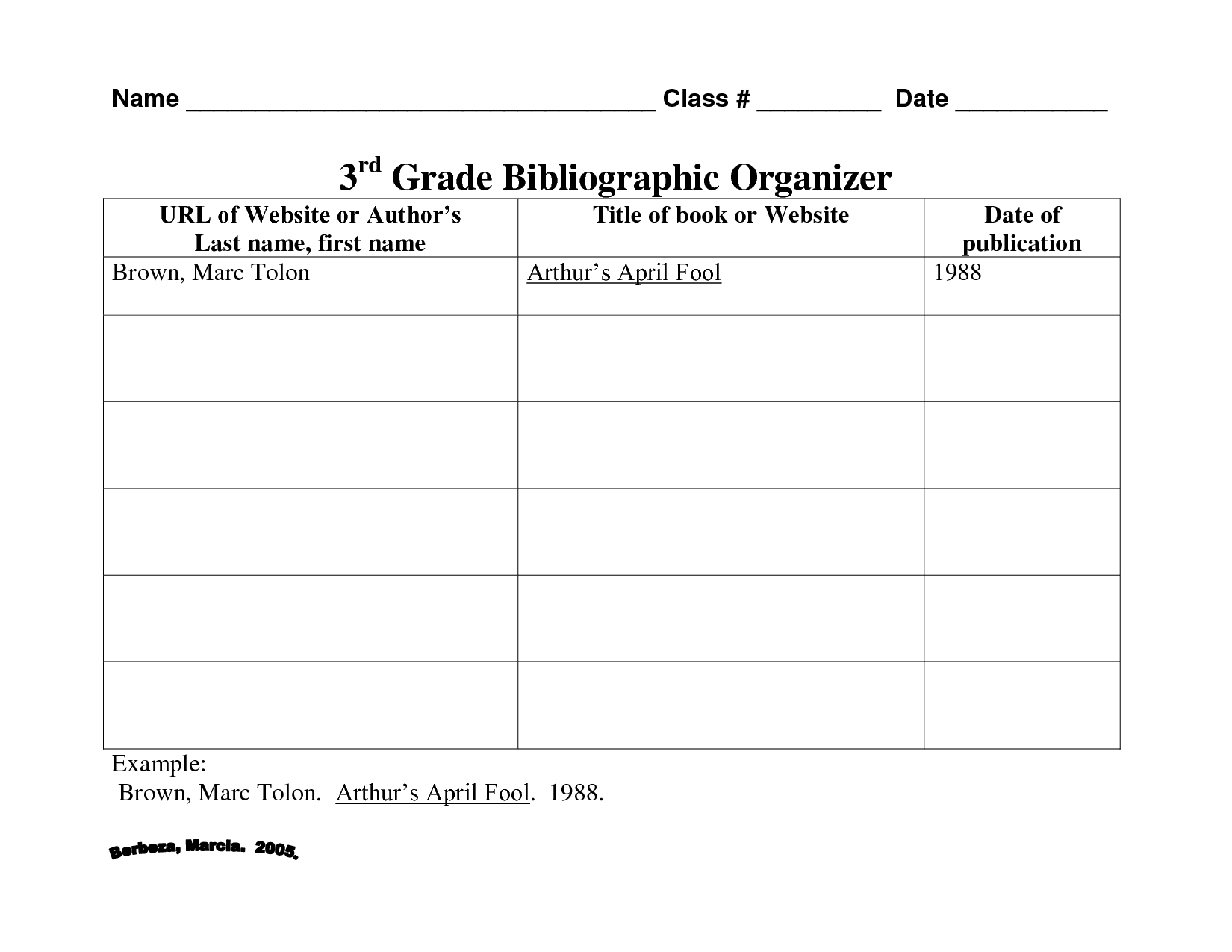 MLA Bibliography Worksheet