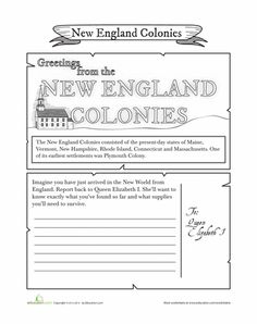 New England Colony Worksheet