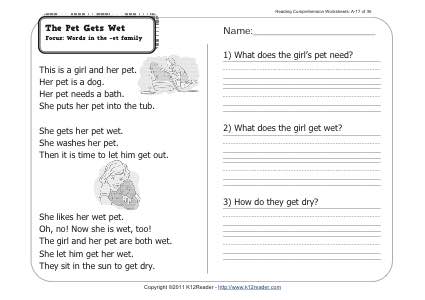 Reading Worksheets for First Grade