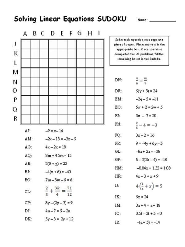 Sudoku With Math Equations