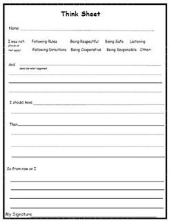 Think Sheet Behavior Worksheets