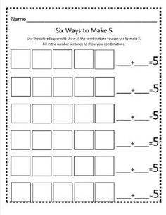 Ways to Make 5 Kindergarten