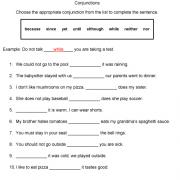 Conjunctions Worksheets Fifth Grade